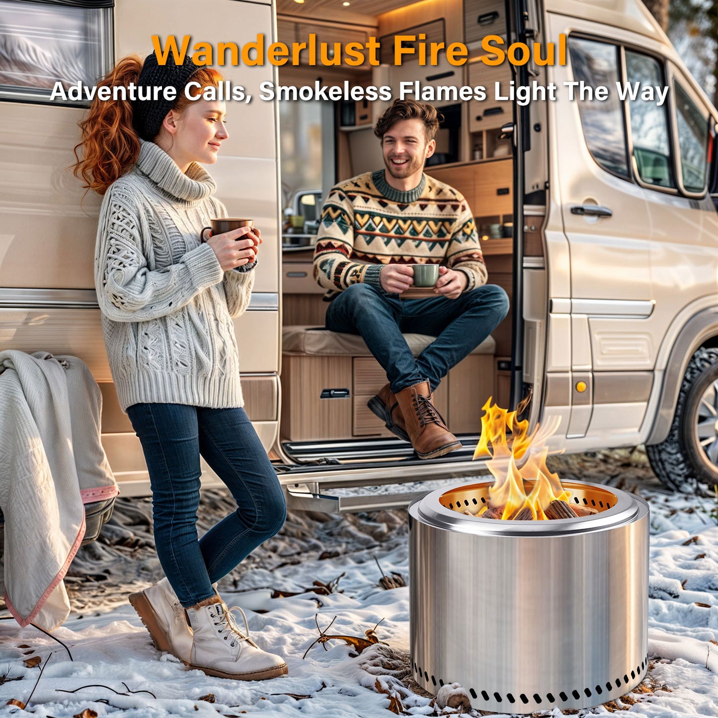 HGD 15.5" Smokeless Fire Pit Outdoor, Stainless Steel Wood Burning Firepit with Secondary Combustion, Backyard Patio Stove for Garden, BBQ & Bonfire