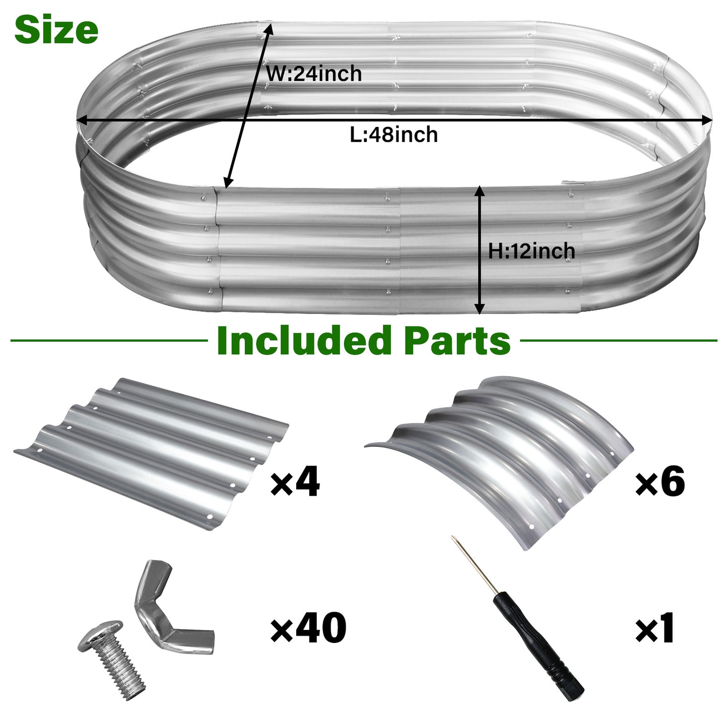 Galvanized Raised Garden Bed for Outdoor: 4X2X1ft Durable Metal Vegetable Plant Container Kit - Oval Planter Box for Gardening Flower Trough