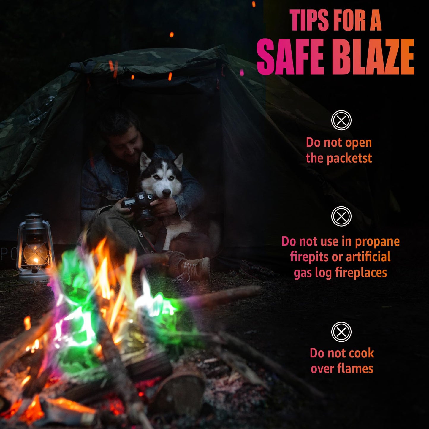 HGD Fire Color Changing Packets Fire Pit, Fire Color Packets,Magical Color Fire Packets, Bonfire Color Changing Packets, Campfire Color Flame Packets for Kids & Adults