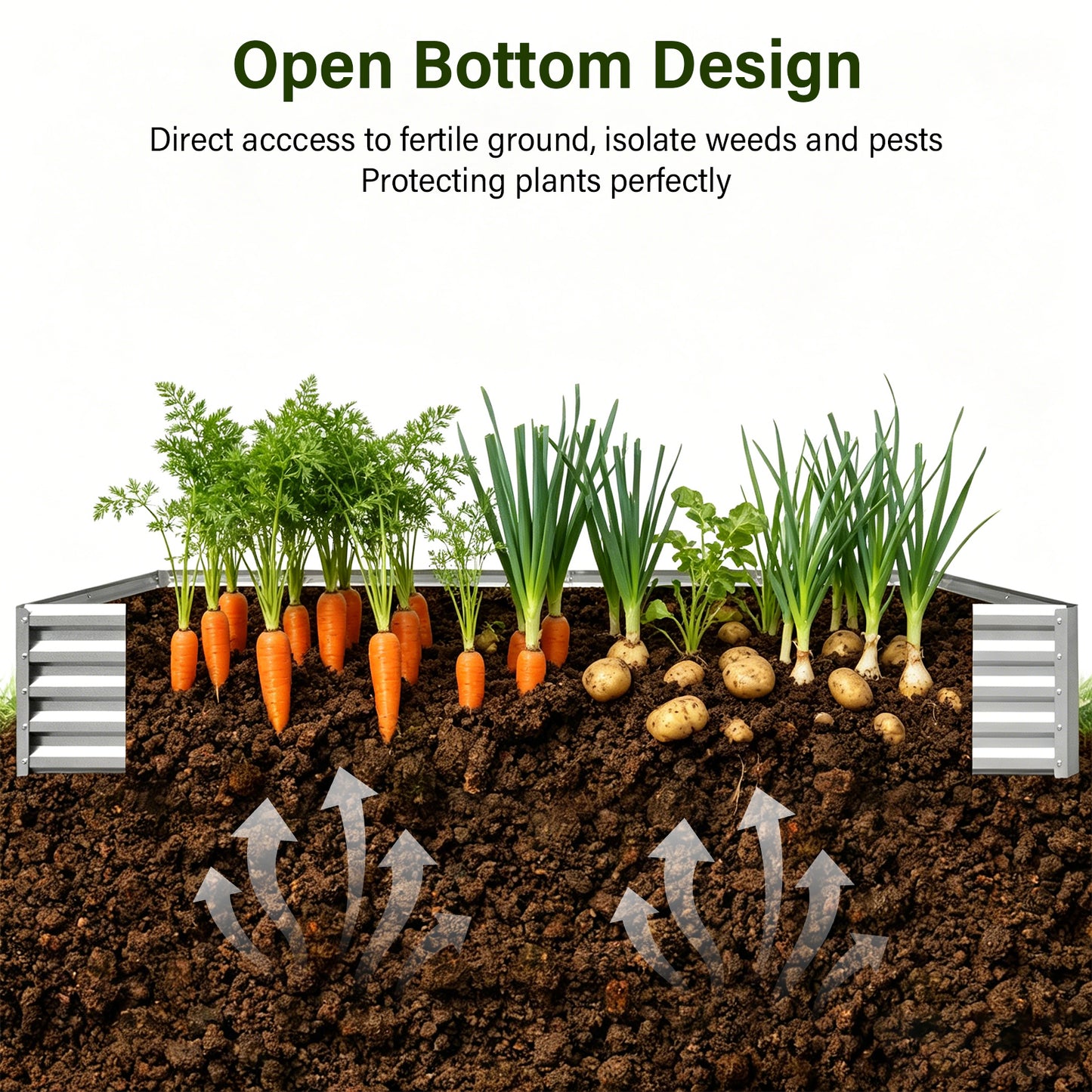8x4x1 FT Rectangular Galvanized Raised Garden Bed (2 Pack),Outdoor Planter Box Metal Patio Kit Planting Bed for Vegetables Flowers and Succulents,Silver