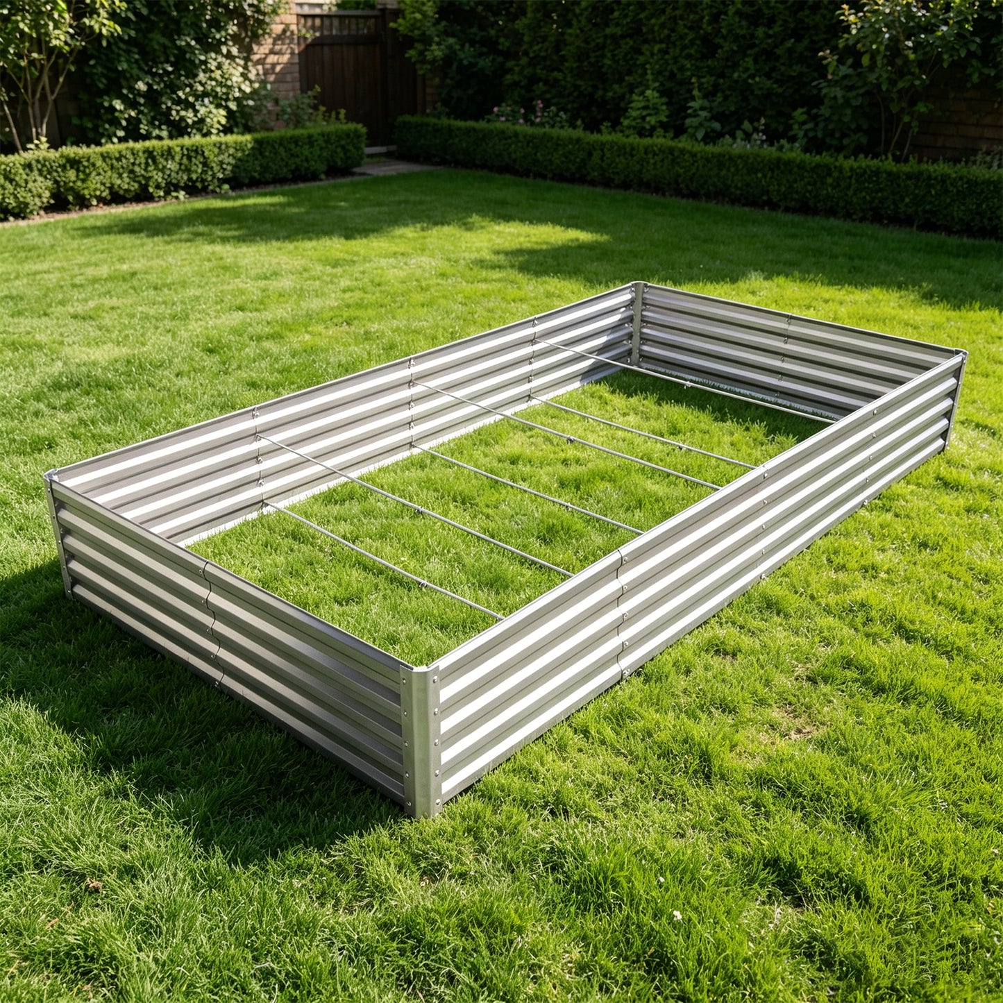8x4x1 FT Rectangular Galvanized Raised Garden Bed (2 Pack),Outdoor Planter Box Metal Patio Kit Planting Bed for Vegetables Flowers and Succulents,Silver