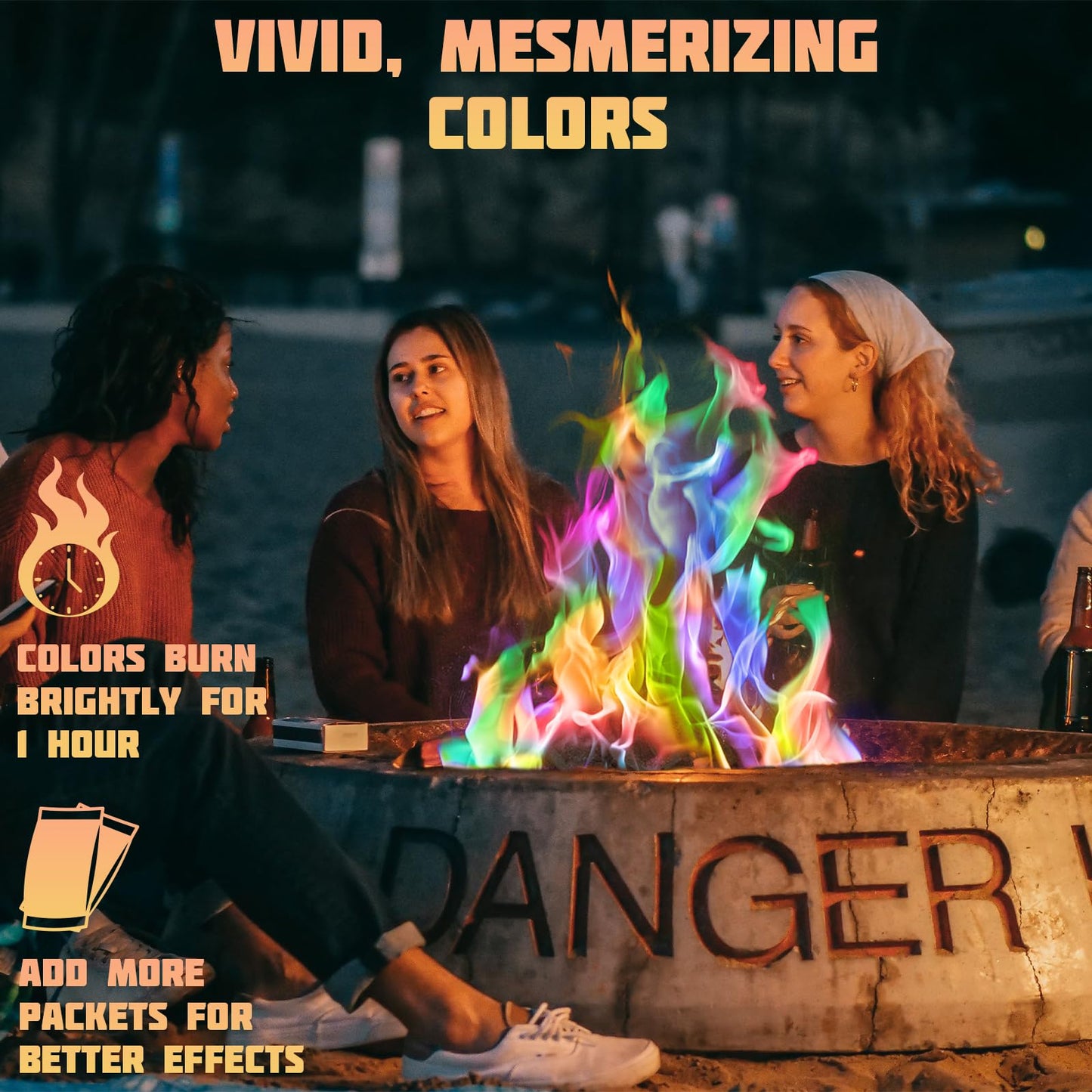 HGD (50 Pack) Magic Campfire Fire Color Changing Packets Fire Pit, Fire Color Packets,Magical Color Fire Packets, Bonfire Color Changing Packets, Campfire Color Flame Packets for Kids & Adults
