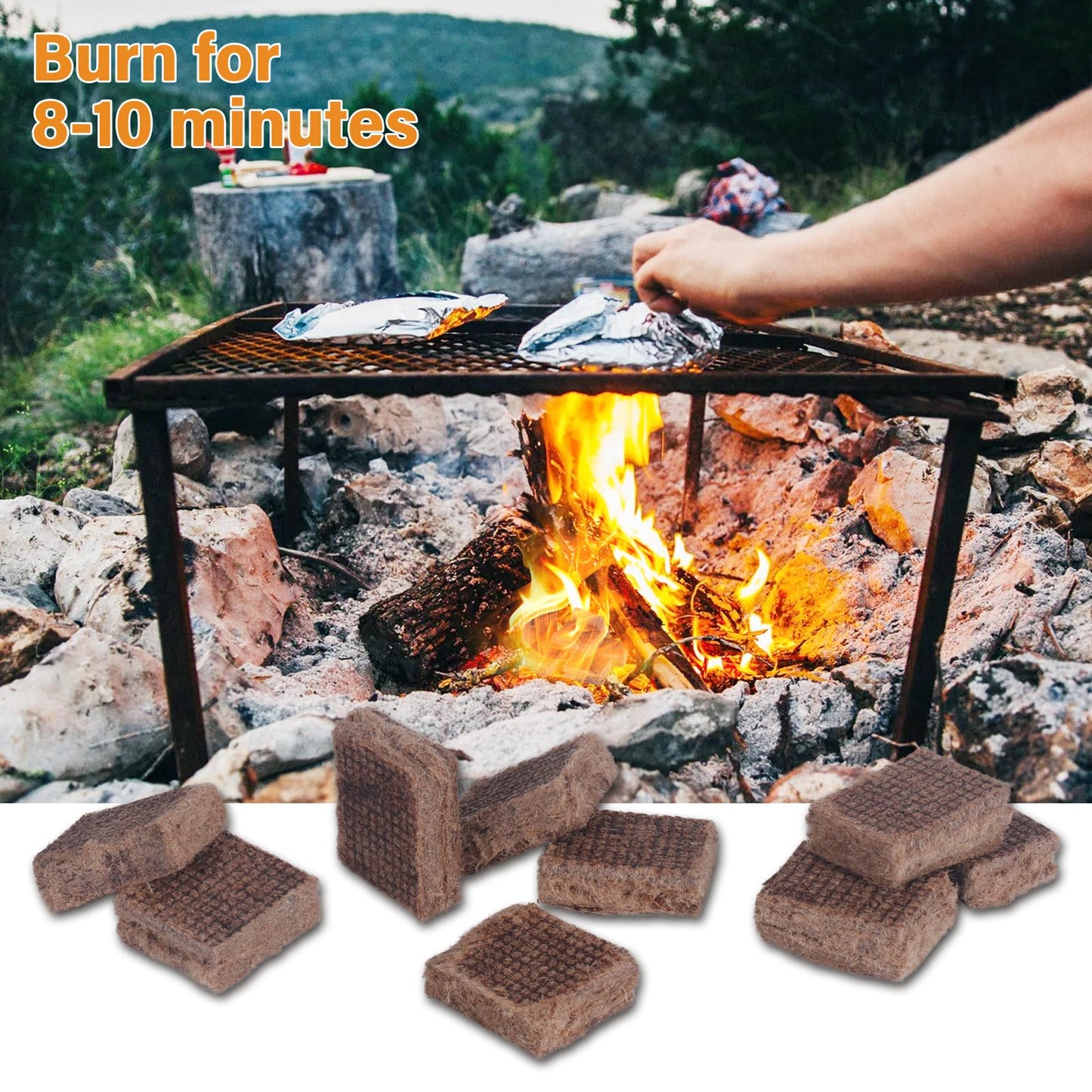 HGD Fire Starter, 32 Mini Square, Natural Fire Starters for BBQ, Campfire, Fireplace, Charcoal, Wood Stove, Chimney, Fire Pit, Grill, Smoker, Indoor Outdoor Use