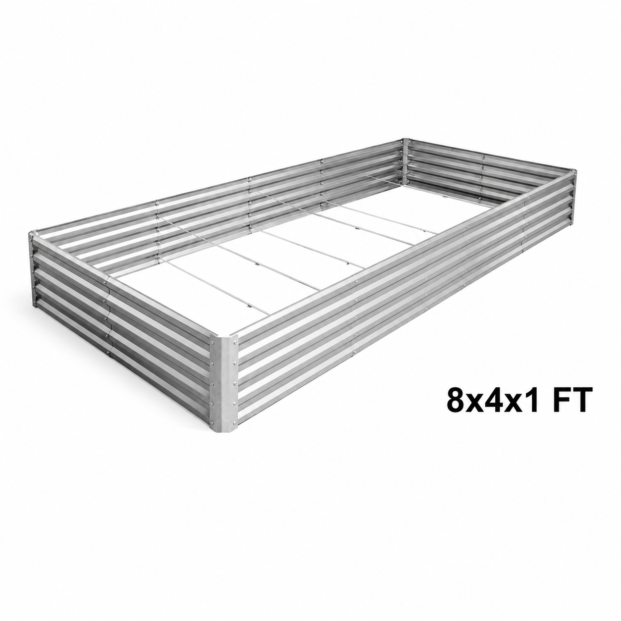 8x4x1 FT Rectangular Galvanized Raised Garden Bed (2 Pack),Outdoor Planter Box Metal Patio Kit Planting Bed for Vegetables Flowers and Succulents,Silver